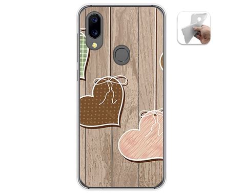 Funda Gel Tpu para Umidigi A3X diseño Corazones Madera Dibujos Miravia