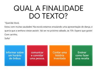 A Finalidade Do Texto É - FINALIDADE DO TEXTO - Recursos de ensino