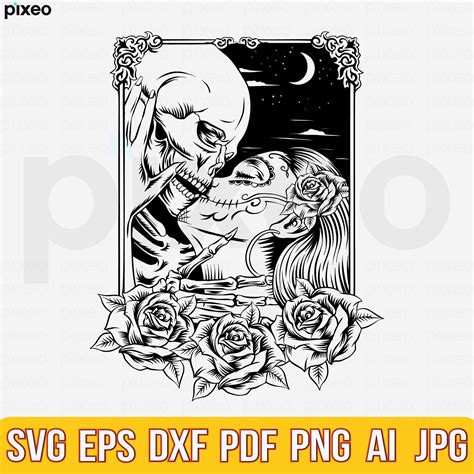 Skull Lovers Svg Skull Svg Dead Skeleton Love Svg Gothic Etsy In 2022