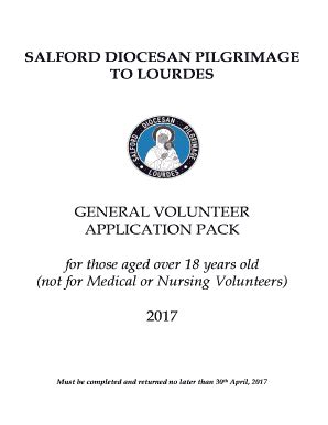 Fillable Online Salfordlourdes Co General Volunteer Application Pack