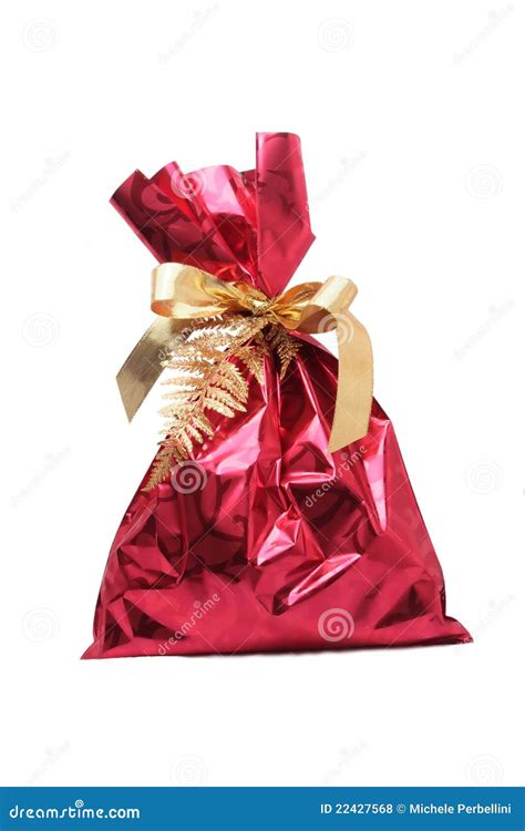 Red Sack for a Gift on White Stock Photo - Image of sack, christmas ...