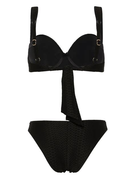 Noire Swimwear Nikki Snakeskin Effect Bikini Set In Black Modesens