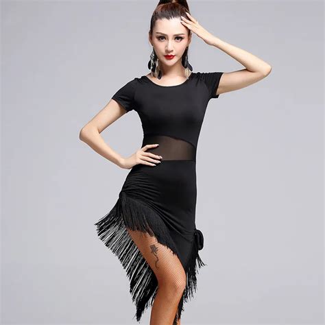 New Arrival Adult Latin Dance Clothing Gauze Fringed Dresses