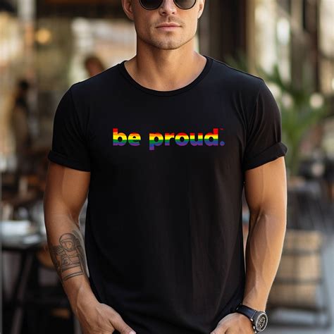 Rainbow Striped Be Proud Unisex T Shirt Gay Tees Lgbtqia Clothing Gay Apparel Coming Out Gift