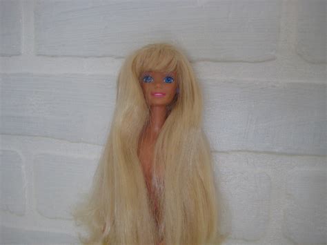 S Mattel Barbie Doll Thigh Length Blonde Hair Blue Eyes Purple Earrings Malaysia Body Etsy