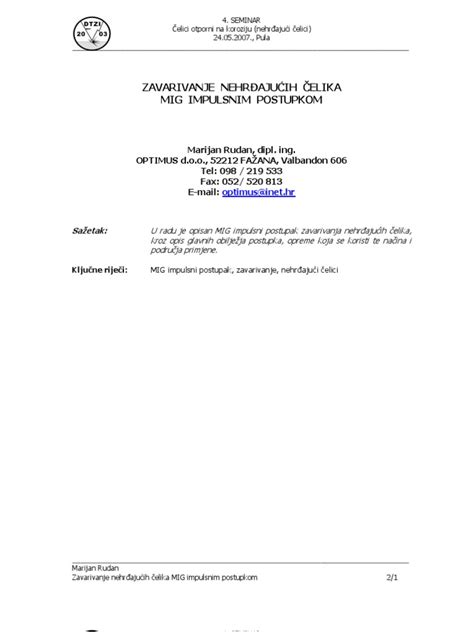 Zavarivanje Nehrđajućih Čelika Pdf