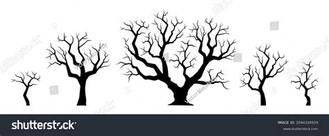 Naked Tree Silhouette Set Winter Trees Stock Vector Royalty Free