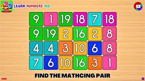 Learn Numbers 123 Matching Game Adventure Learn Number 1 To 20