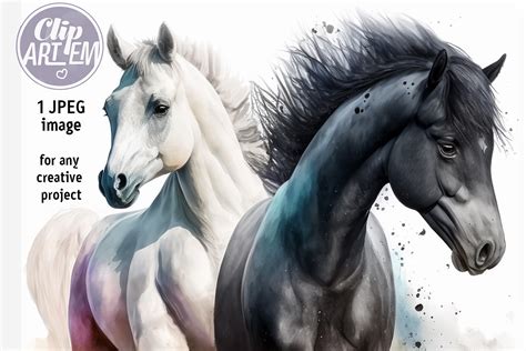 Black and White Horse Painting Picture Graphic by clipArtem · Creative Fabrica