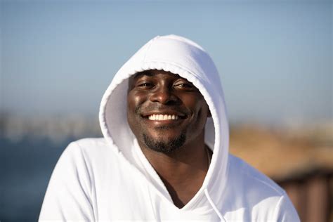 close  portrait   man smiling  stock photo