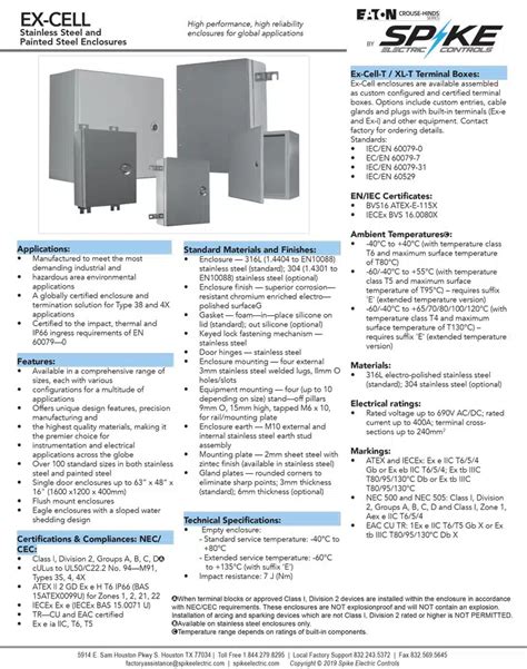 Ex Cell Stainless Steel And Painted Steel Enclosures Spike Controls