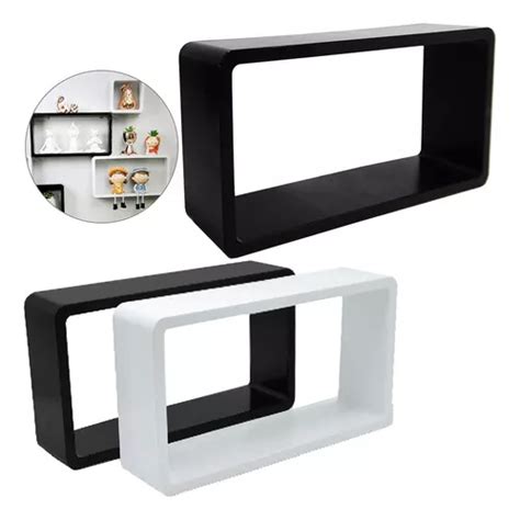 Estante Nicho De Pl Stico Rectangular Plano Color Blanco Y Negro