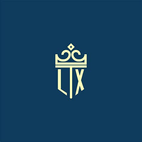 Lx Initial Monogram Shield Logo Design For Crown Vector Image