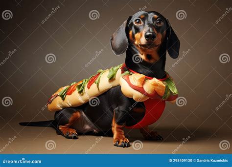 Dachshund in a Hot Dog Costume. Generative AI Stock Illustration ...