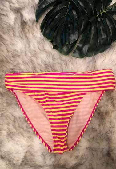 Old Navy Pink Yellow Striped Bikini Bottom Snazzyway