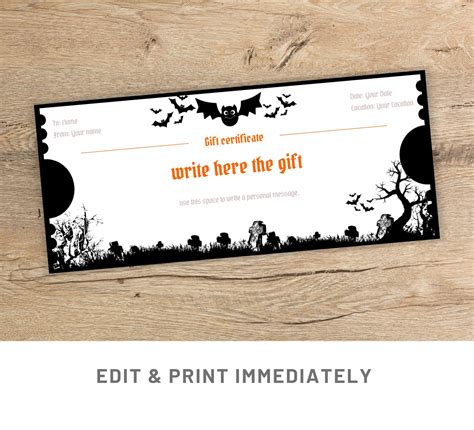 Halloween Coupon Editable Gift Coupon Template Canva Halloween Voucher