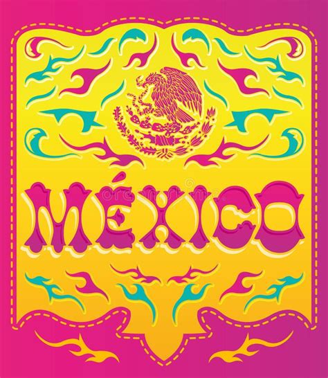 Buntes Mexiko-Zeichen - Mexikanisches Plakat Vektor Abbildung ...
