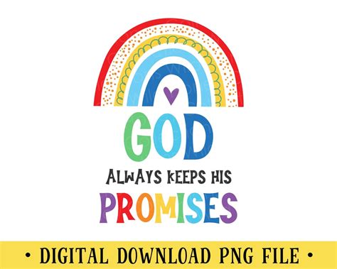 God Always Keeps His Promises Png File Rainbow Kids Scripture Art