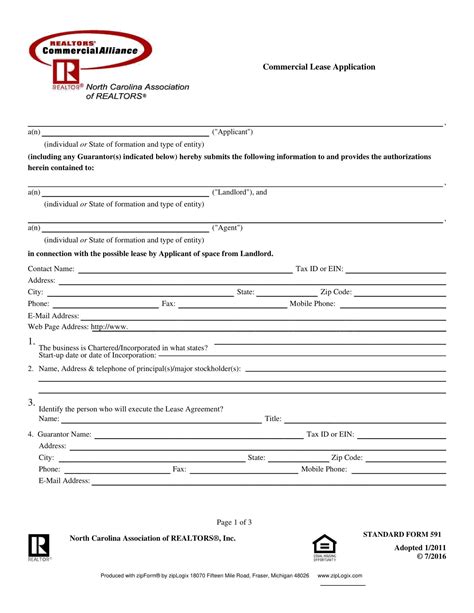 Free Printable Commercial Lease Application Templates Pdf Word