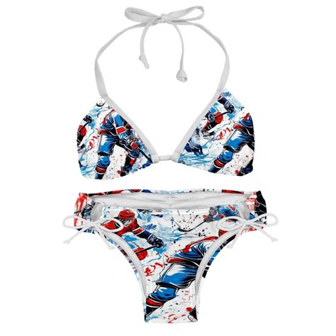 Ice Hockey Detachable Sponge Adjustable Strap Bikini Set Two Pack Swimsuit Swim Suit Beach