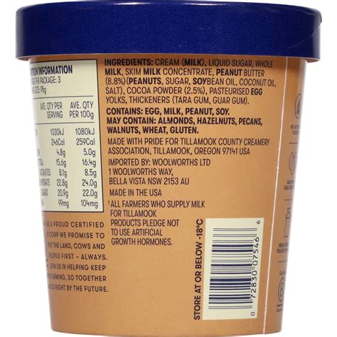 Tillamook Chocolate Peanut Butter Ice Cream 457ml Woolworths