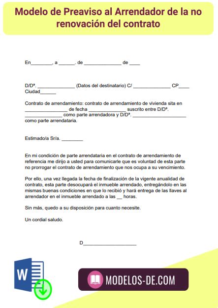 Modelo Carta Aviso Finalizacion Contrato Alquiler Modelo De Informe