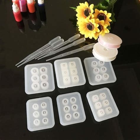 6 PCS Silicone Moules Avec Trous De Diamant 5 PCS Compte Gouttes 2