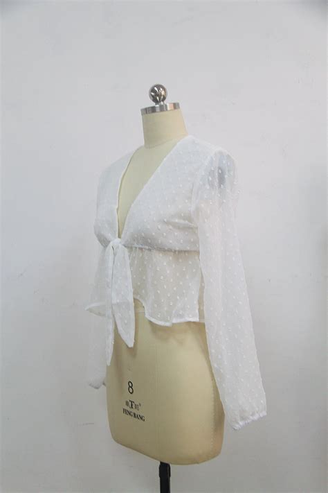 Блузка женская сексуальная прозрачная белая Кая рубашка пуловер в ...