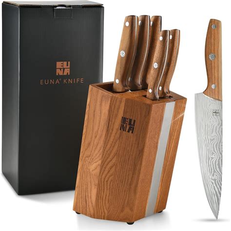 Amazon EUNA Kitchen Knife Set 7 Pieces Knife Block Set Pro High