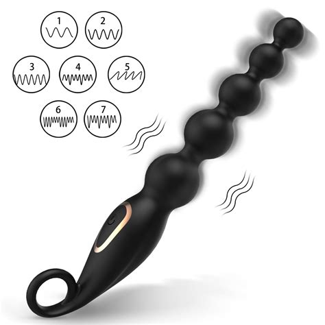 Vibrating Anal Beads Butt Plug Graduated Design Silicone Anal Vibrator