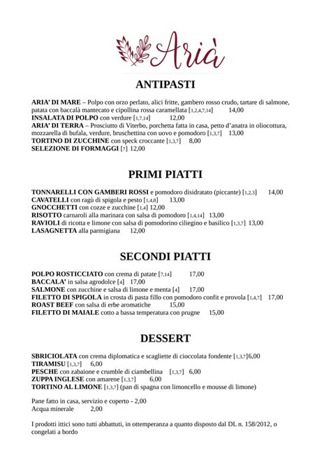 Men Completo E Carta Ari Osteria Di Fuori Porta A Cerveteri