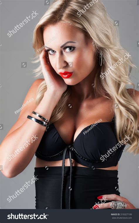 Portrait Sexy Blonde Girl Black Dress Stock Photo 319327199 Shutterstock
