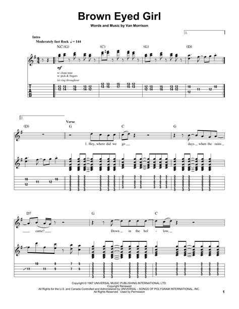 Brown Eyed Girl By Van Morrison Guitar Tab Play Along Guitar Instructor