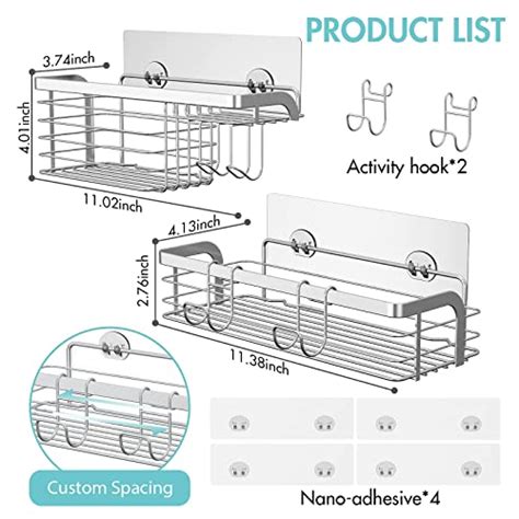 Cabalay Shower Caddy Basket Shelf Pack With Soap Dish And Hooks Wall