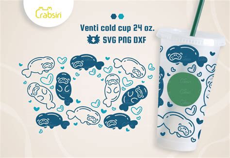 Manatee Venti Cold Cup Oz Svg Crabsiri