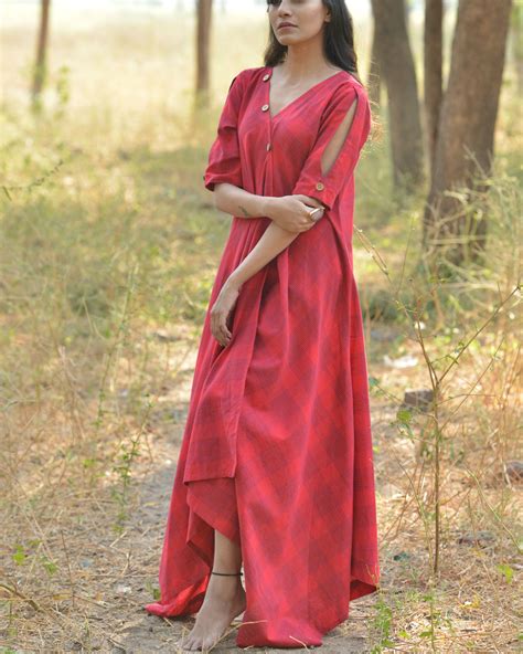 Red check dress by Sugandh | The Secret Label