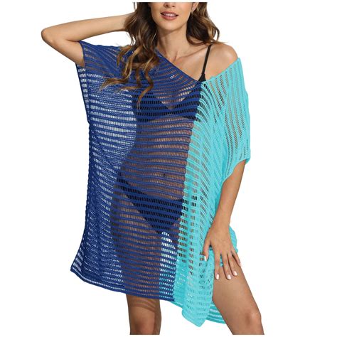 Hbyjlzyg Beach Cover Ups For Women V Neckline Hollowed Out Woven Shirt Beach Bikini Coverup