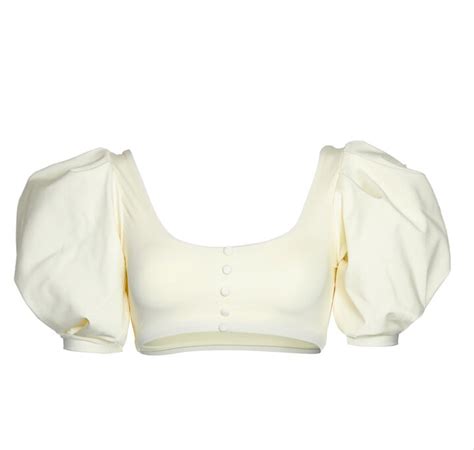 Sanlier Aracely Puff Sleeve Bikini Top In Cream Shopstyle Swimwear