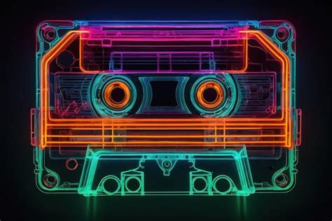 Premium Photo Neon Glow Cassette Tape