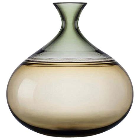 Modernist Hand Blown Glass Art Vessel In Straw And Sage By Vetro Vero At 1stdibs Hand Blown