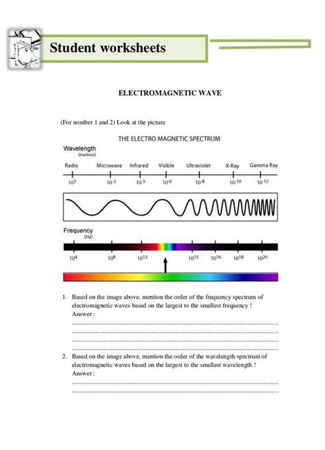 Waves Electromagnetic Spectrum Worksheet Key