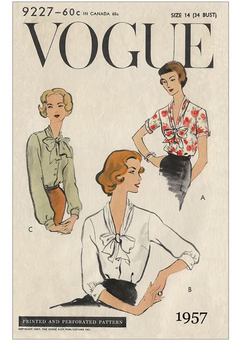 1950s Pussy Bow Blouse Sewing Pattern My Vintage Wish