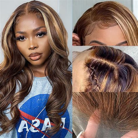 Amazon 4 27 Highlight Lace Front Wigs Human Hair Pre Plucked Ombre Honey Blonde 150