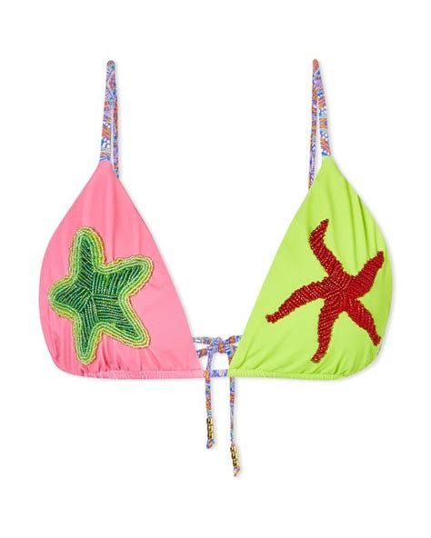 It S Now Cool String Bead Bikini Top In Green Lyst