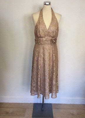 BNWT DEBUT OYSTER BEIGE NUDE LACE HALTERNECK MARILYN DRESS SIZE RRP