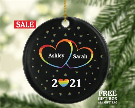Pride Rainbow Gay Lesbian Couple Christmas Ornament First Etsy