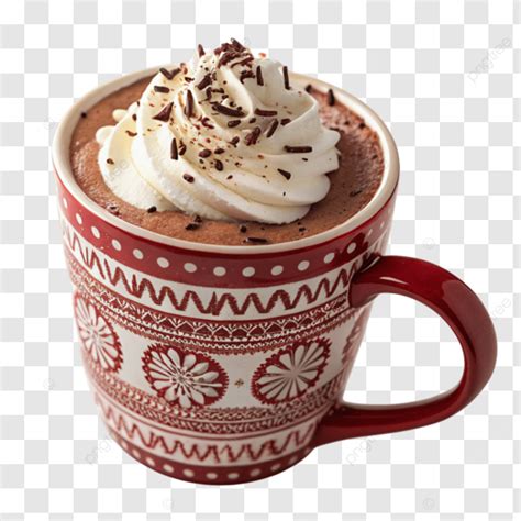 Delicious Winter Hot Cocoa With Whipped Cream In Snowflake Mug Hot