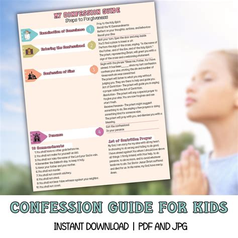 Catholic Printable Confession Guide, Printable Confession Card, First