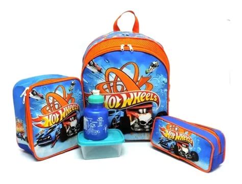 Kit Mochila Infantil Escolar Meninos Hot Wheels Costas M F Parcelamento Sem Juros
