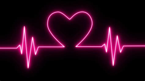 Download The Neon Digital Heartbeat Plus Animation Over Black Bg Heart